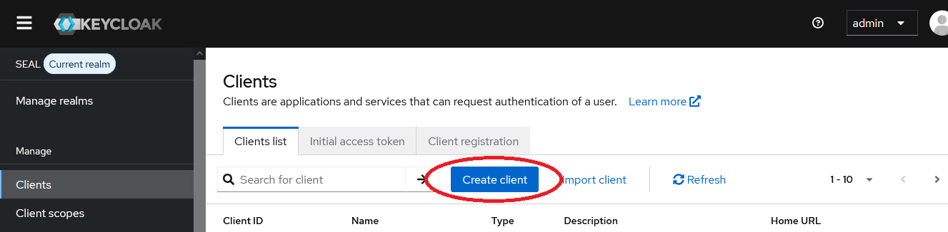 Add client dialog